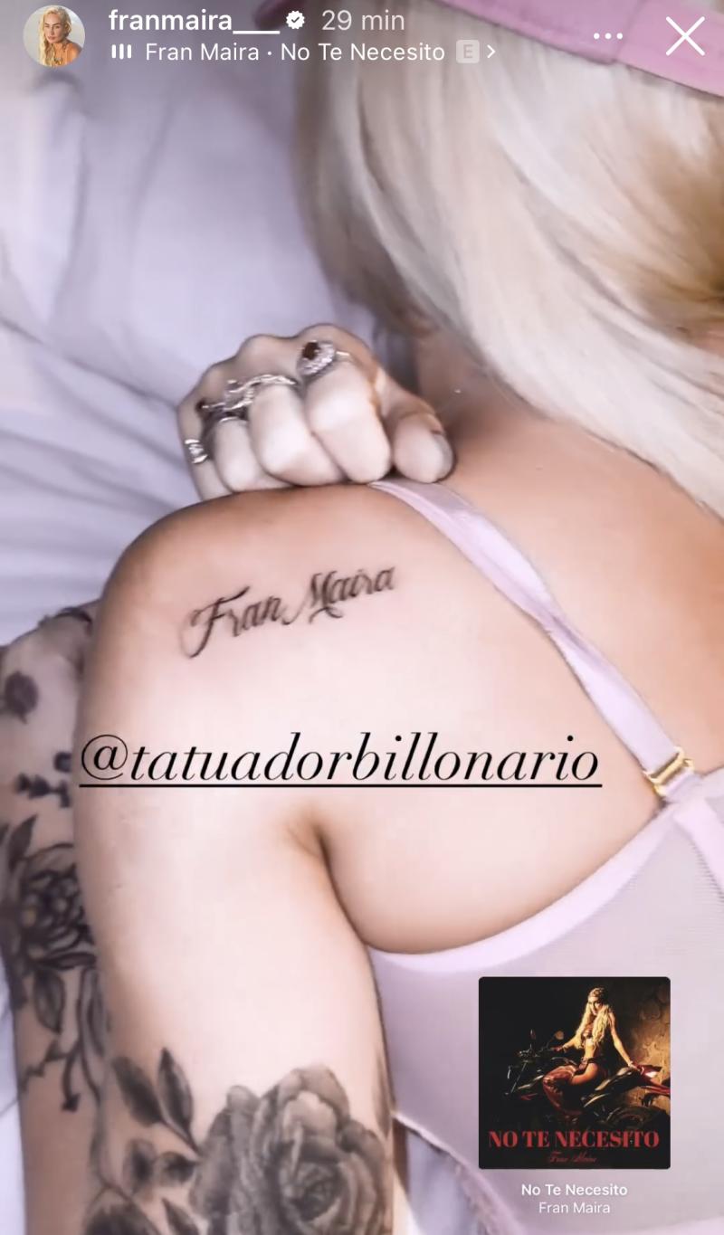 Fran Maira se tatuó su nombre - Instagram