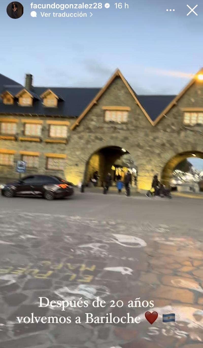 Facundo González en Bariloche - Instagram