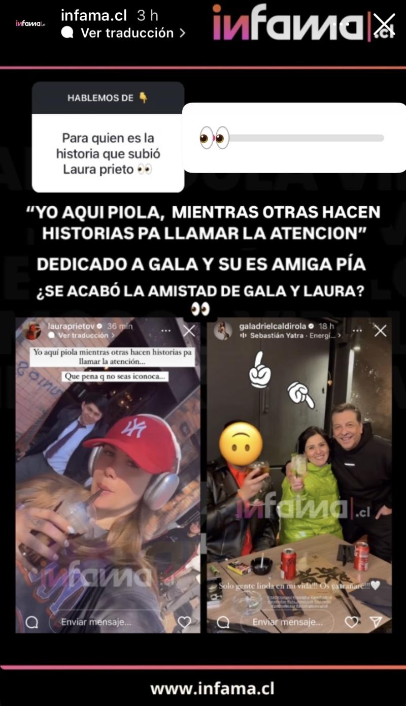 Historias compartidas por Gala Caldirola y Laura prieto - Instagram