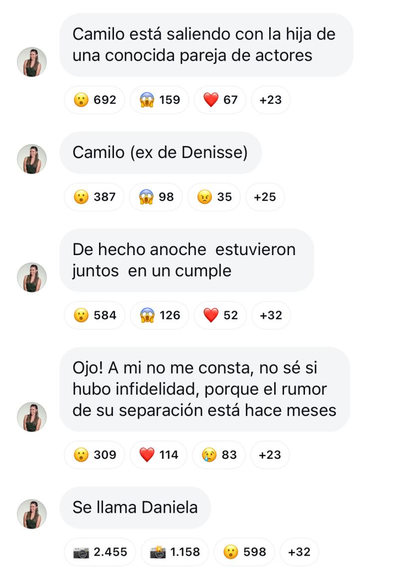 Cecilia Gutiérrez se refiere a la relación entre Denise Rosenthal y Camilo Zicavo - Instagram