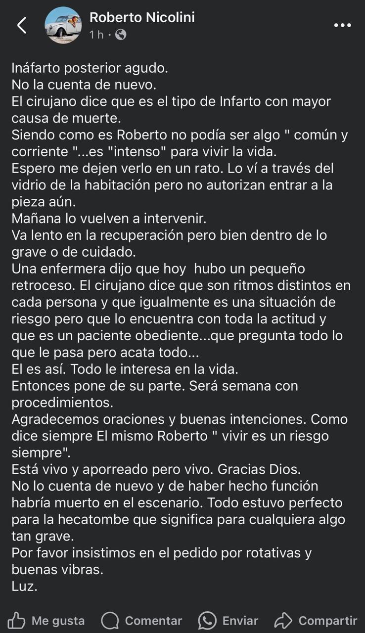 Roberto Nicolini en su red social de Facebook.