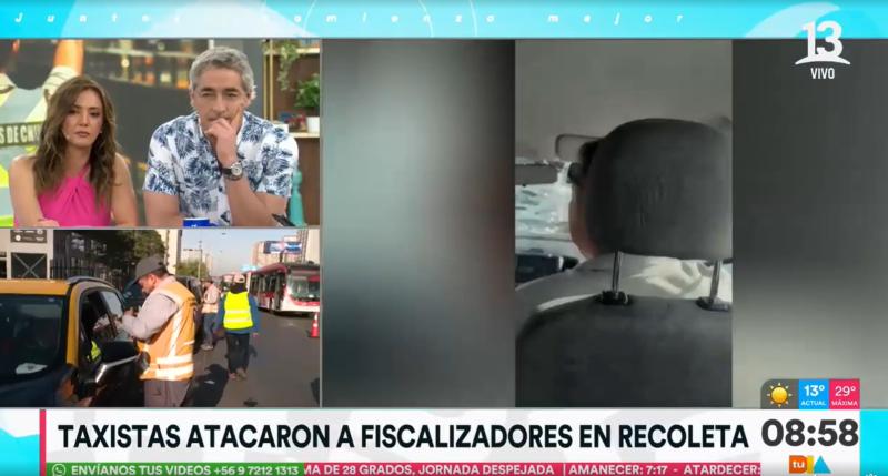 Grupo de taxistas ataca a fiscalizadores de transporte en Recoleta por realizar su trabajo