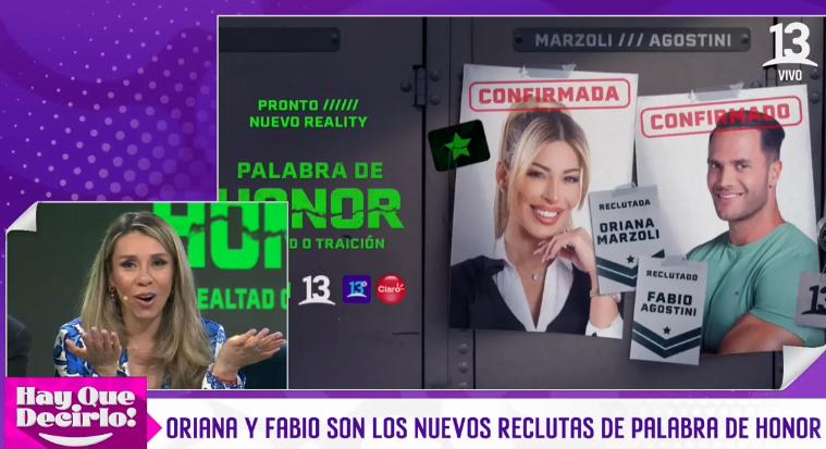 Oriana Marzoli y Fabio Agostini son los nuevos reclutas de "Palabra de Honor".