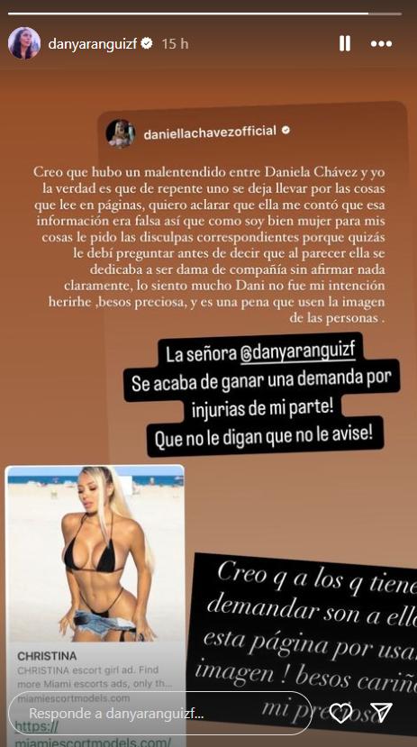 Respuesta de Daniela Aránguiz a Daniella Chávez.