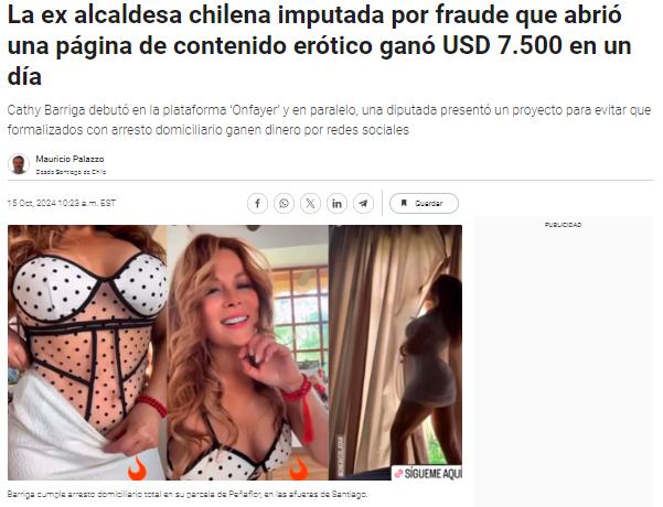 Prensa internacional reaccionó al debut de Cathy Barriga en plataforma para adultos.