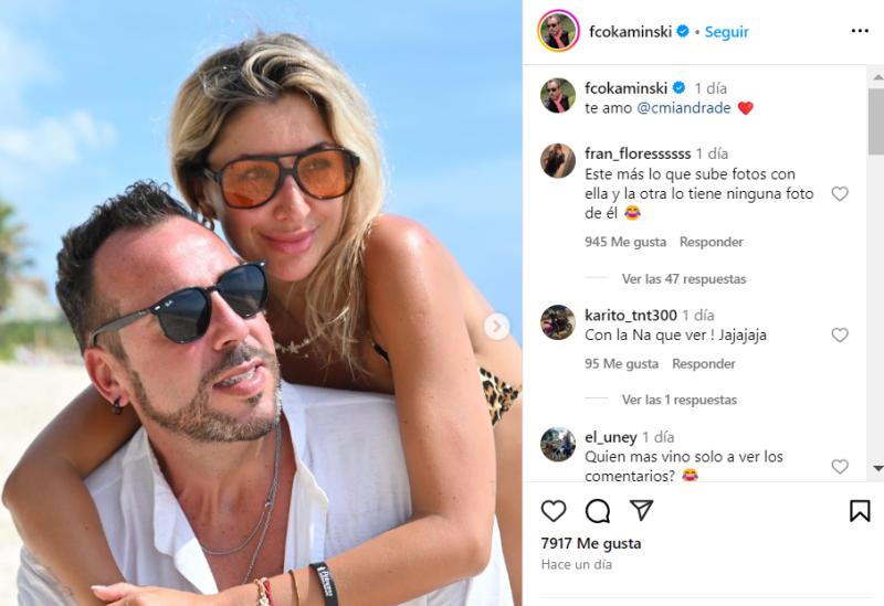 El post de Francisco Kaminski y Camila Andrade que sacó ronchas en redes sociales.