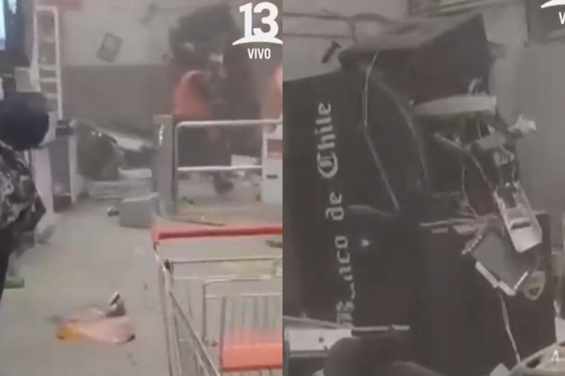 Así quedó un supermercado tras violento intento de robo de cajero automático