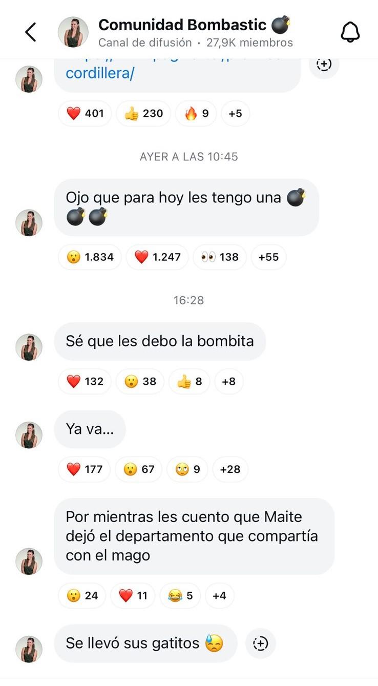 Cecilia Gutiérrez reveló que Maite Orsini abandonó el departamento que compartía con Jorge Valdivia.