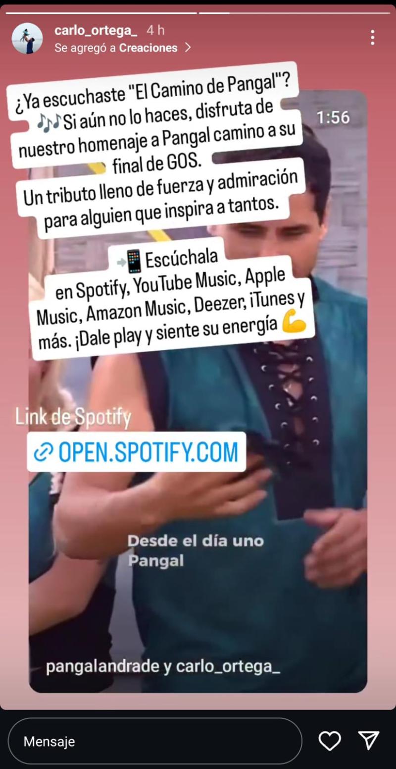 Historia de Instagram de Carlos, el creador de la canción de Pangal