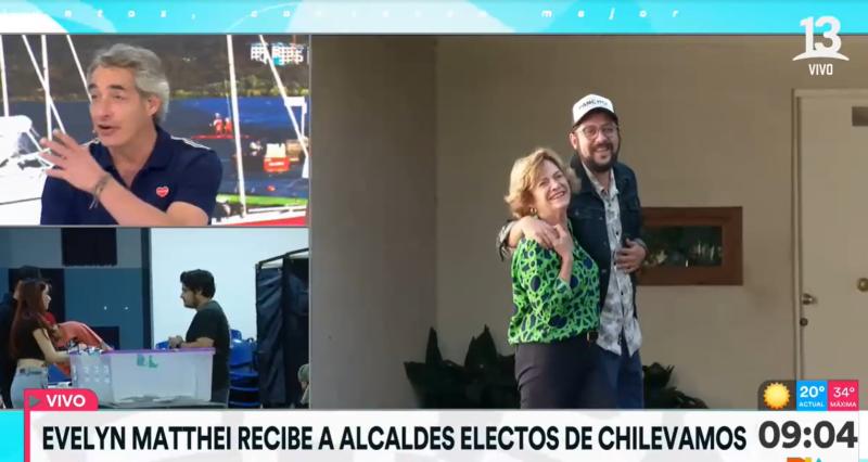 El efusivo abrazo entre candidato a Gobernador de la RM Francisco Orrego y Evelyn Matthei