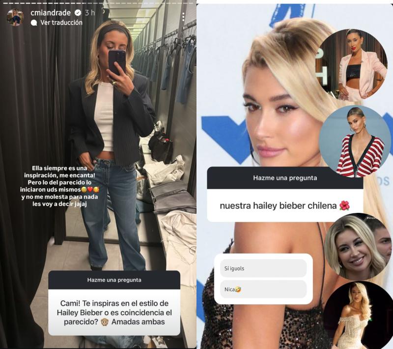 Camila Andrade y su parecido a Hailey Bieber