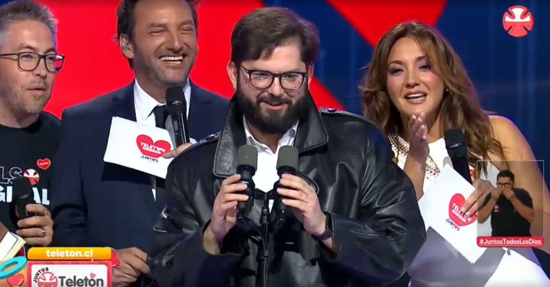 Presidente Gabriel Boric hizo importante subasta por prenda donada por Emmanuel en la Teletón 2024.