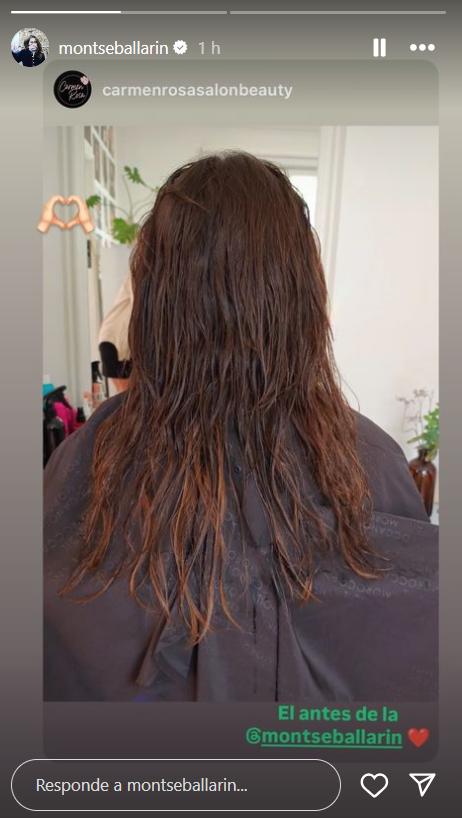El cabello de Montserrat Ballarin antes de cortarlo.