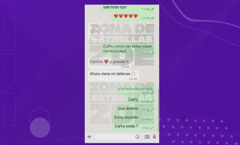 El chat de Adriana Barrientos y Cathy Barriga antes de ser enviada a la cárcel de San Miguel.