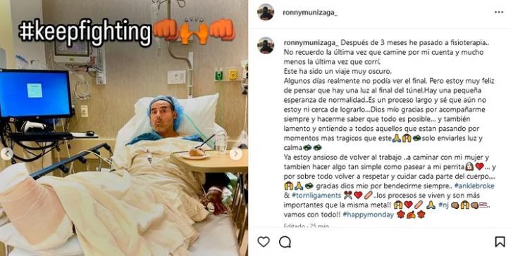 Ronny Dance sufrió una fractura que por estos días lo mantiene en recuperación.
