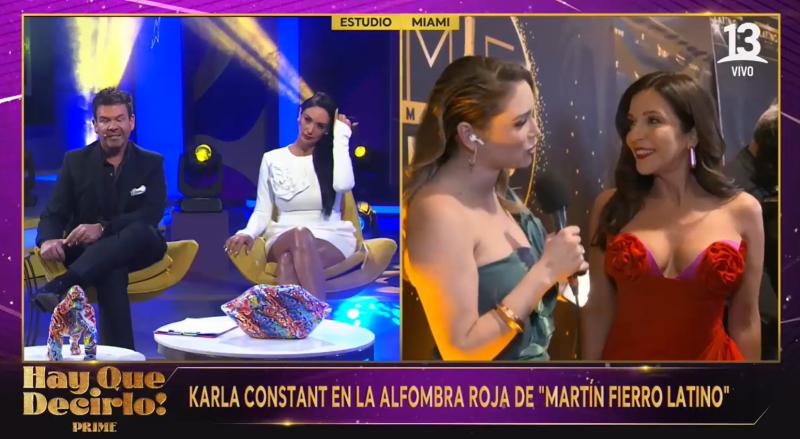 La emoción de Karla Constant al pasar por la alfombra roja de los Martín Fierro Latino 2024