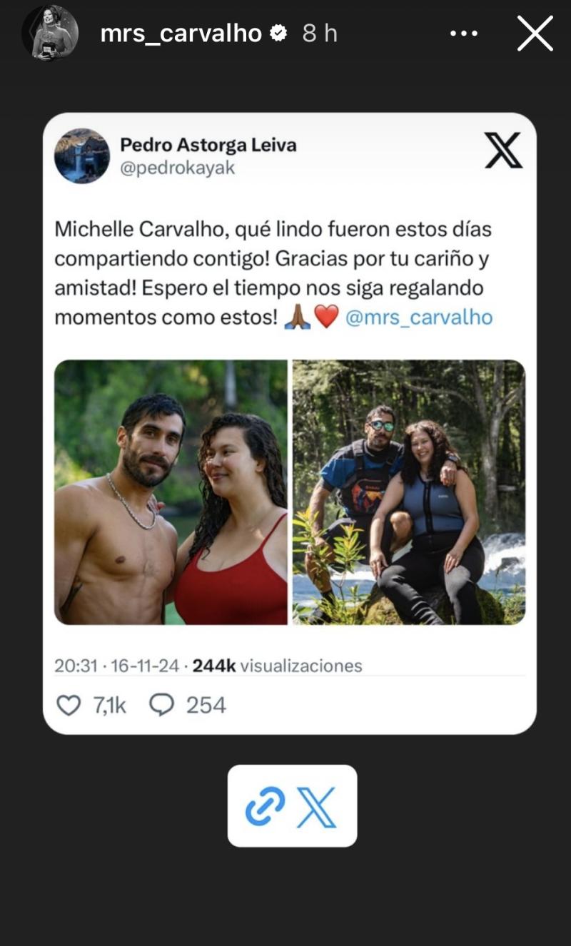 Michelle Carvalho comparte tweet de Pedro Astorga - Instagram