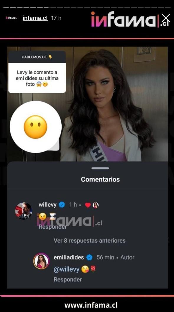 Emilia Dides intercambió coqueto mensaje con el actor mexicano William Levy.