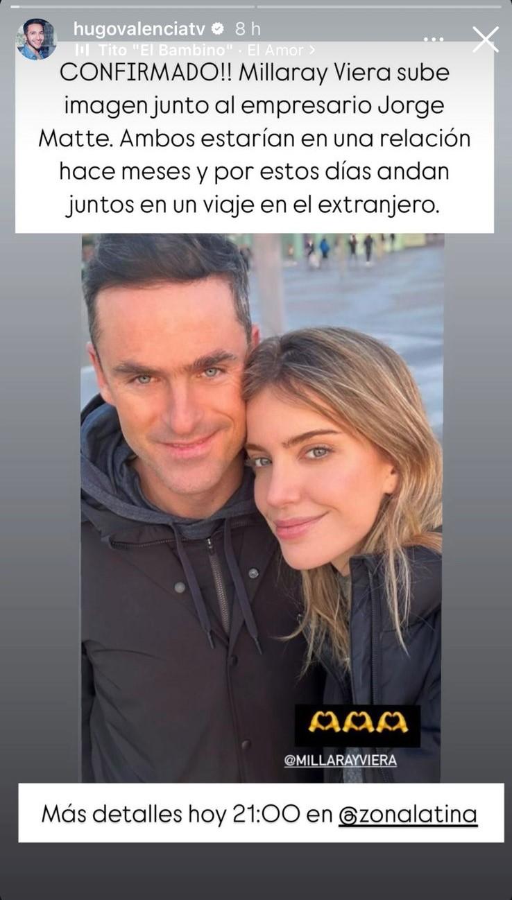 Millaray Viera junto al empresario Jorge Matte, quien sería su nueva pareja.