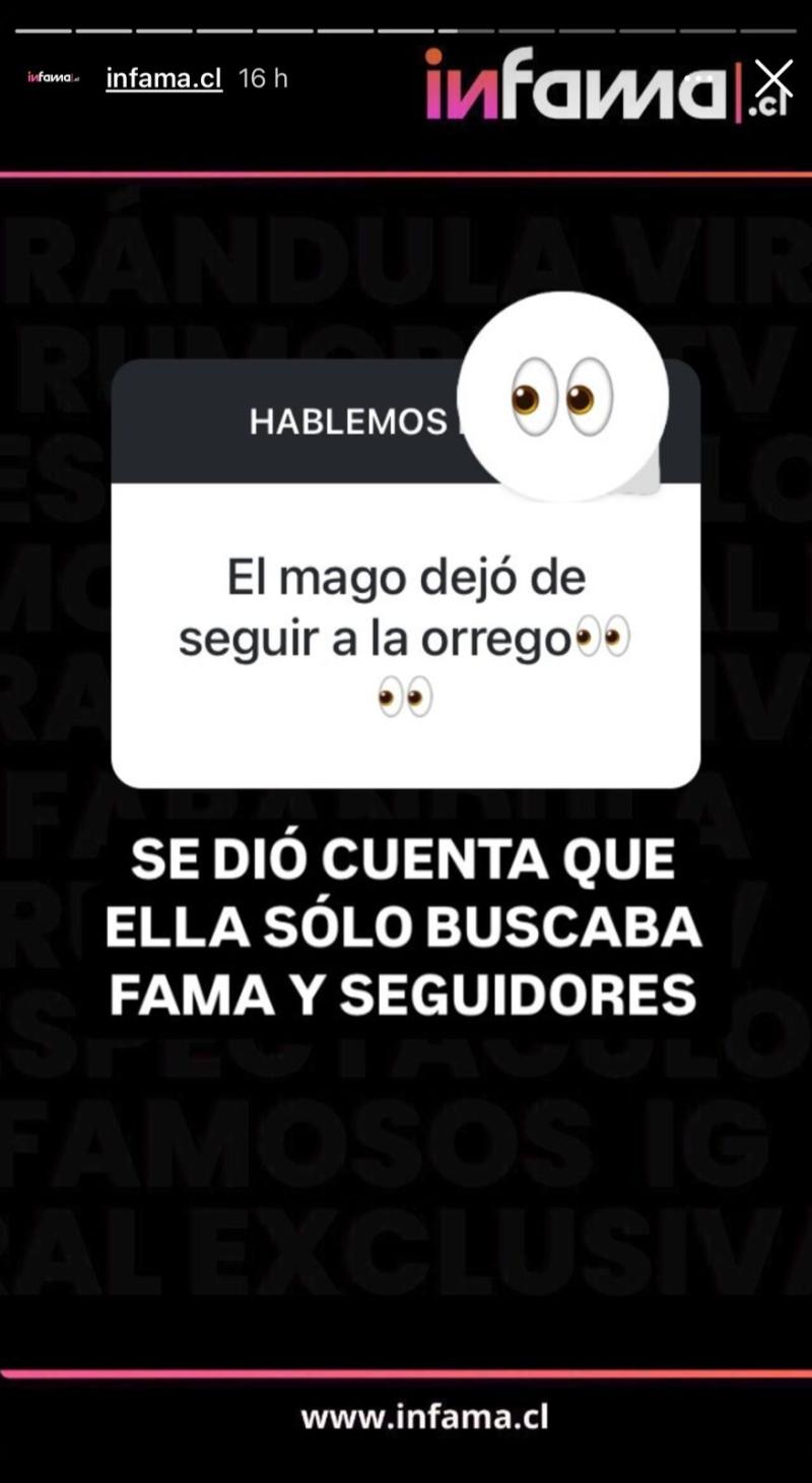 Historia @infama sobre el romance de Luis Jiménez y Martina Orrego.