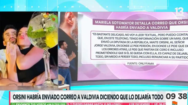 El supuesto mail de Maite Orsini a Jorge Valdivia