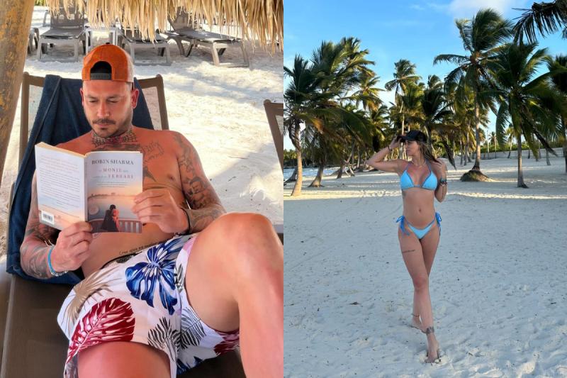 Gissella Gallardo y Mauricio Pinilla con sus hijos en Punta Cana