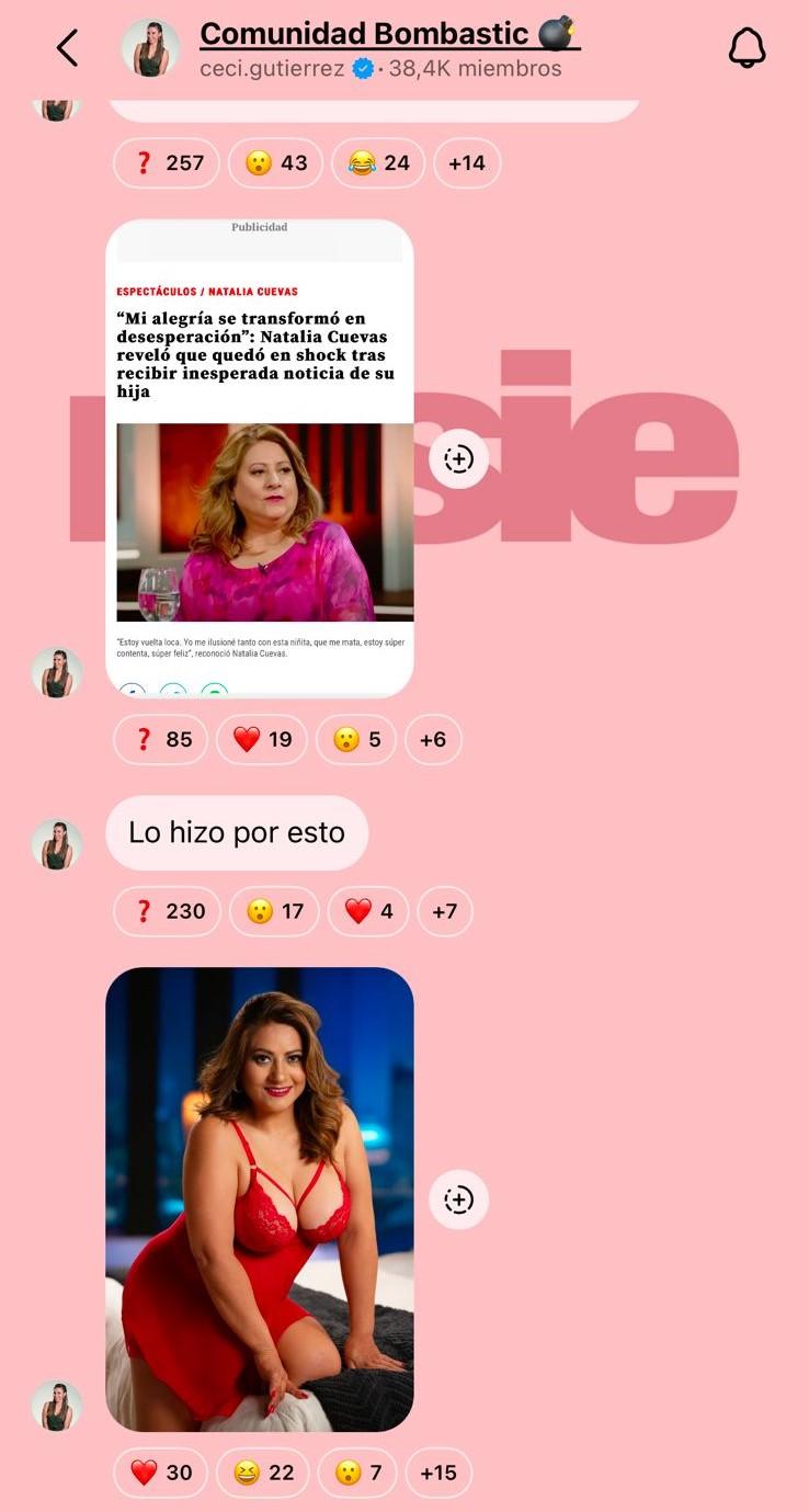 Cecilia Gutiérrez reveló el motivo por el que Natalia Cuevas se sumó a plataforma para adultos.