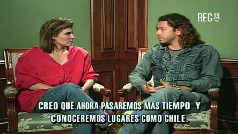 Claudia Bustos en una entrevista con Michael Hutchense en "Más Música" 1993