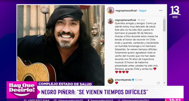 Publicación del Negro Piñera en Instagram