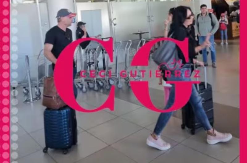 Pamela Díaz y Felipe Kast fueron captados en el aeropuerto.