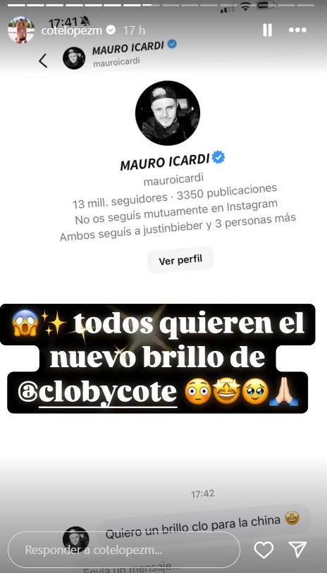 Coté López hizo creer a sus seguidores que Mauro Icardi le había enviado un mensaje por redes sociales.