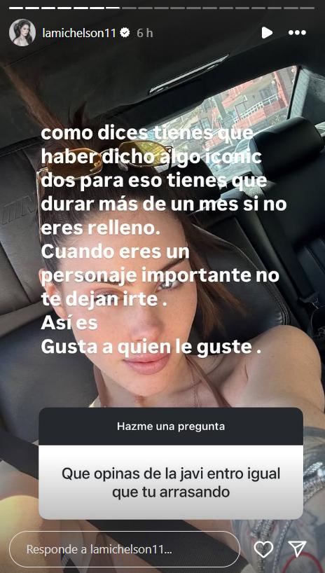 Historia Ignacia Michelson sobre Javi Belén.