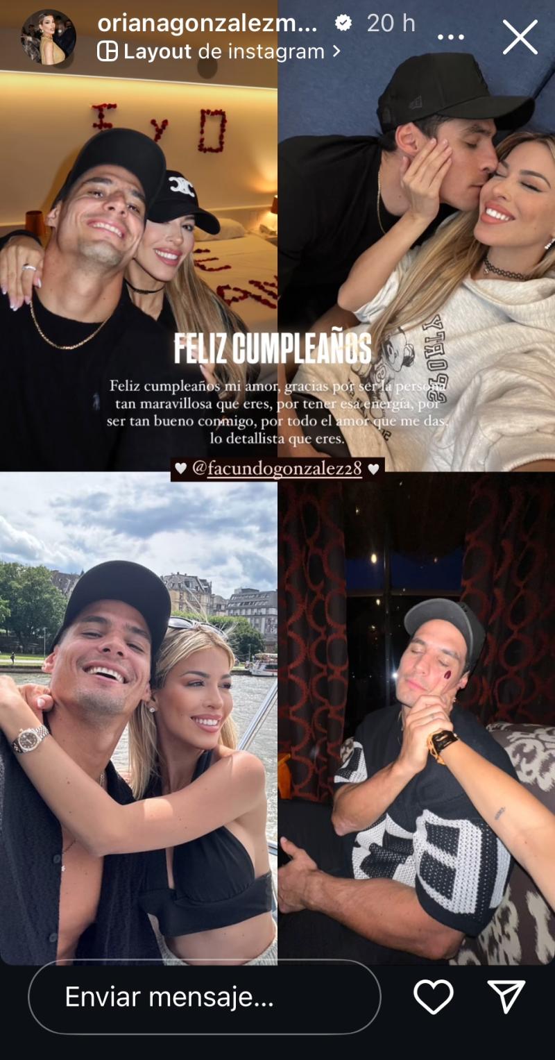 Oriana le deseó un feliz cumpleaños a Facundo González