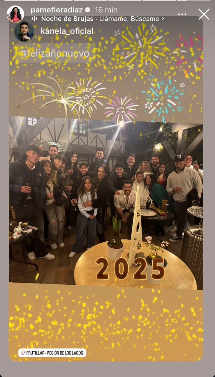 Pamela Díaz celebró el año nuevo junto a sus hijos y su consuegro, el cantante Kanela.