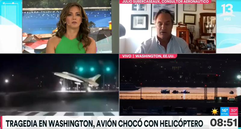 Avión chocó con helicóptero en Washington, Estados Unidos