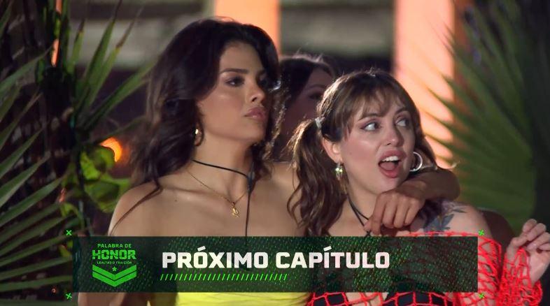 Anyella y Natu miran el beso de Fabio y Lore