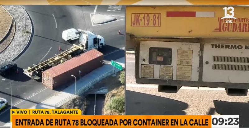 Caída de container de camión bloquea entrada de Ruta 78