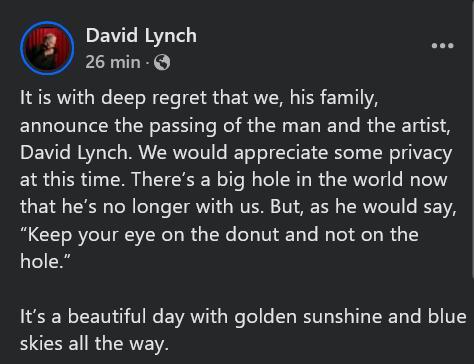 Publicación de la familia de David Lynch.