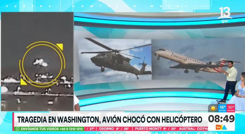 Imagen exacta del choque aéreo en Washington