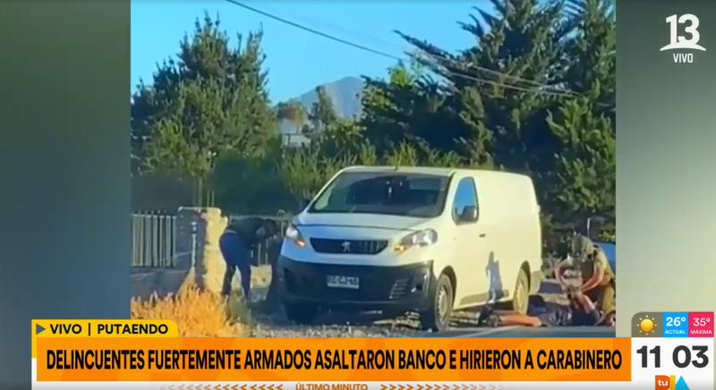 Delincuentes asaltan sucursal de BancoEstado con armamento de guerra en Putaendo: un carabinero resultó herido