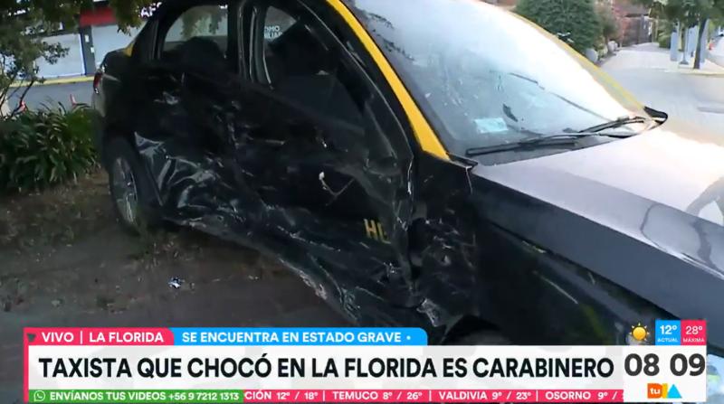 Taxista involucrado en accidente es funcionario de Carabineros.