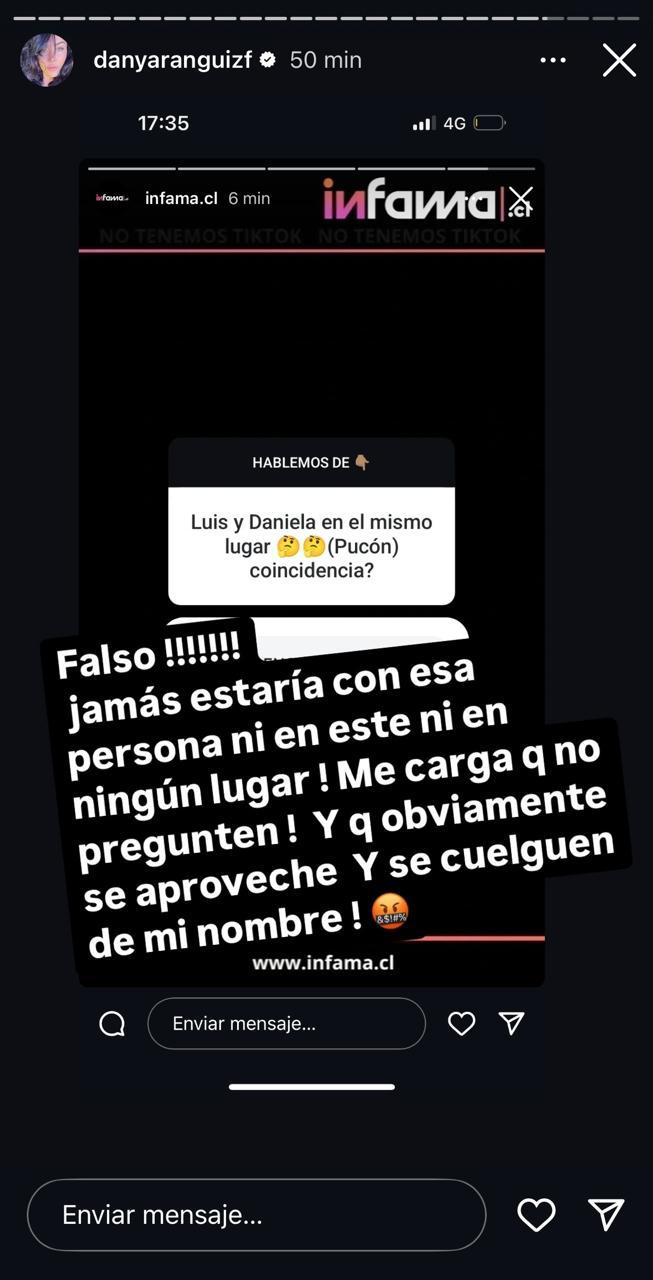 Daniela Aránguiz en su historia de Instagram.