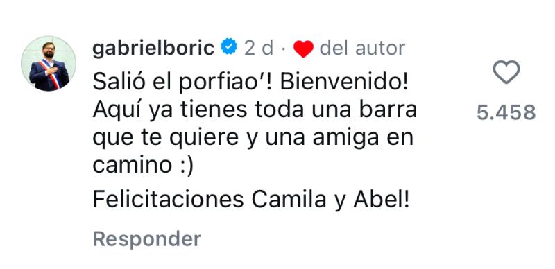 Gabriel Boric revela el sexo de su bebé con Paula Carrasco - Instagram
