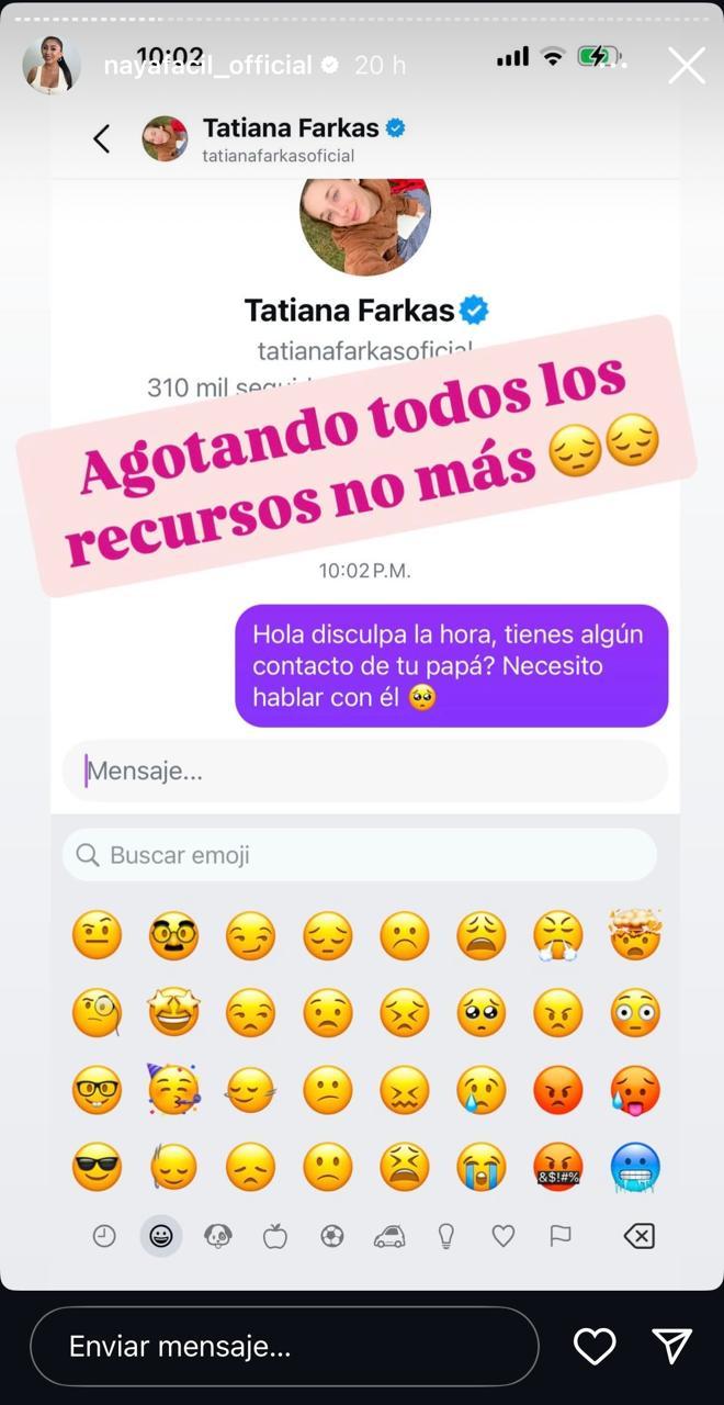 Naya Fácil en su historia de Instagram.