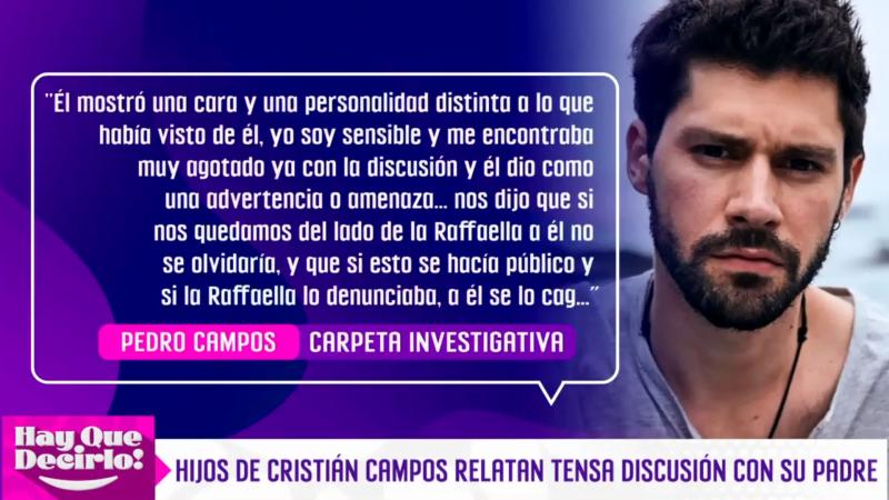 La discusión de Pedro Campos y su padre, Cristián Campos
