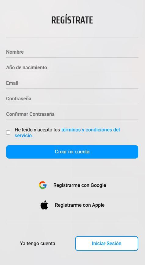 Datos para crear cuenta en 13 Go y ver Palabra de Honor