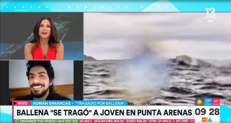 Joven tragado por ballena contó su testimonio en Canal 13.