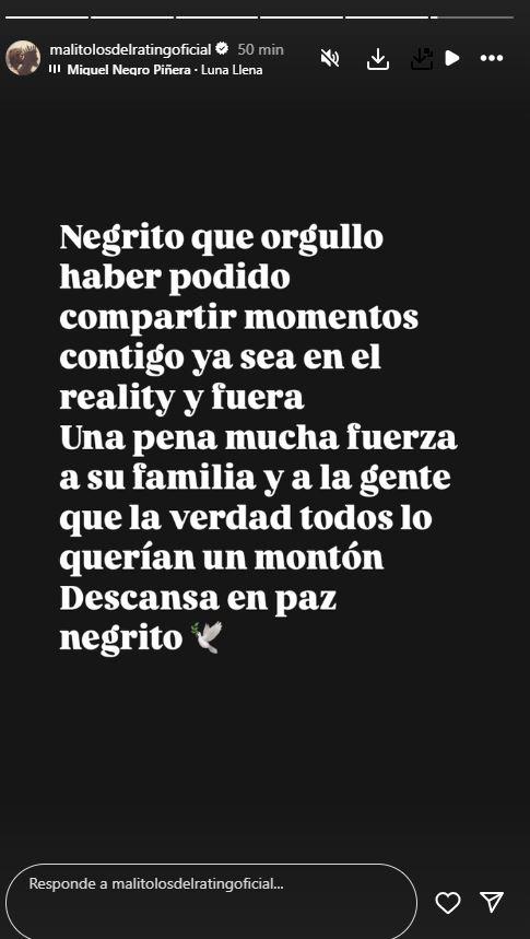 Malito Malozo sobre "Negro" - Instagram