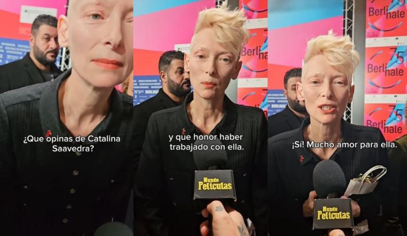 Tilda Swinton elogia a actriz chilena Catalina Saavedra en Berlinale. Créditos: Mundo Películas.