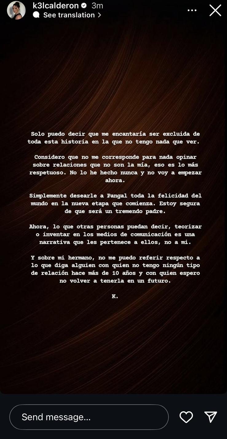 Kel Calderón, hija de Raquel Argandoña en su Instagram.